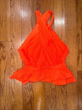 DO+BE Bright Orange Ruffled Halter Camisole